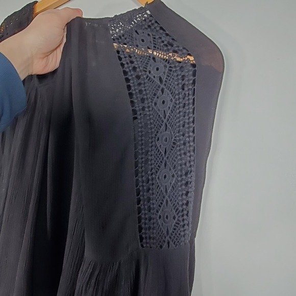 Fever Off Shoulder Peasant Top Blouse Black Size Small - Picture 3 of 13